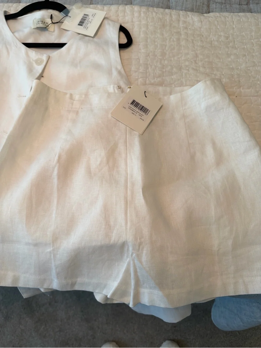 White Linen Two-Piece Set - Sleeveless Top & Shorts
